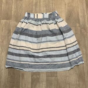 Womens Brooks‎ Brothers 100% Linen Stripe Lined A-Line Skirt